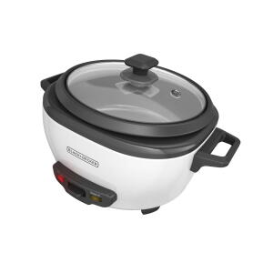 White - BLACK+DECKER 6-Cup Rice Cooker with Steaming Basket