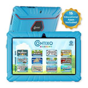 Contixo 7" Kids Tablet (2024) - 32GB, Android 11, Kid-Proof Case, Blue