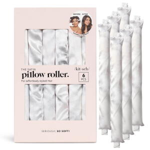 6pcs (Marble) Kitsch Satin Pillow Rollers for Hair, Heatless Curlers, Softer than Silk Rollers