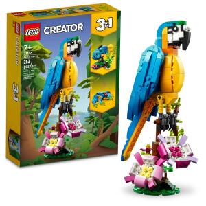 Creative LEGO Creator 3 in 1 Building Toy for Kids Ages 7 and Up: Parrot, Frog, and Fish Animal Figures,