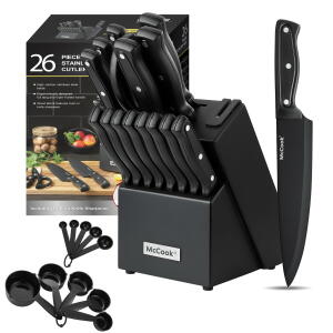 26 Pcs McCook Dishwasher Safe Black Knife Sets MC701