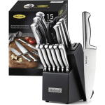 15 Pieces Mccook Mc21 Kitchen Knife Sets With Block Cutlery Knife Block Set Built-In Sharpener