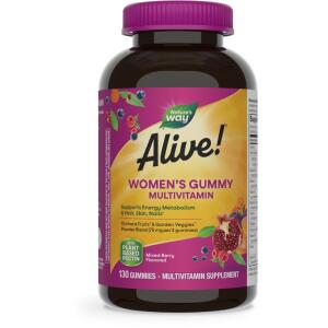 130 Count Nature's Way Alive! Women's Gummy Multivitamins, Mixed Berry, B-Vitamins