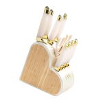 10 Piece Set, Paris Hilton Heart-Shaped Knife Block Set, White Iridescent