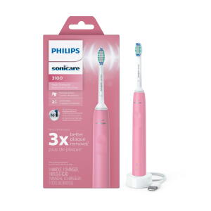 Deep Pink - Philips Sonicare 3100 Power Toothbrush, Rechargeable Electric Toothbrush with Pressure Sensor HX3681/06