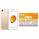 Pre-Owned iPhone 7 Gold Unlocked + Speed Talk Sim Card Prepaid (Refurbished: Good), 32GB