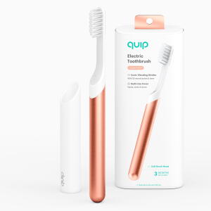 Copper Metal - Quip Adult Electric Toothbrush Full Head, Built-in Timer + Travel Case