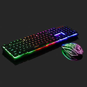 Gaming Keyboard and Mouse Set with Rainbow LED Multi-Colored Changing Backlight for PS4/PS3/Xbox One