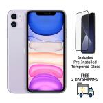 Restored Apple iPhone 11 A2111 (Fully Unlocked) Purple w/ Pre-Installed Tempered Glass (Refurbished), 64GB