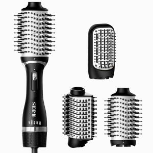 Black Silver - SKIMI Hair Dryer Brush, Black Blow Dryer Brush, Curly, Dry, Oval Hot Air Brush