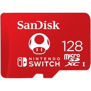 SanDisk 128GB microSDXC UHS-I Memory Card Licensed for Nintendo Switch, Red