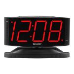 Sharp LED Digital Alarm Clock, Red Display, Swivel Base, Black Case