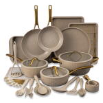 Thyme and Table 32 Piece Non Stick Cookware and Bakeware Set, Taupe