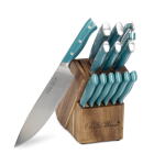 14-Piece The Pioneer Woman Pioneer Signature Stainless Steel Knife Block Set, Teal