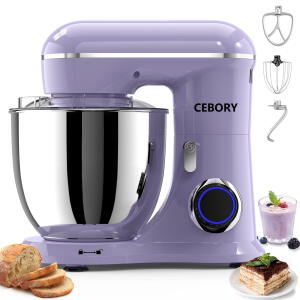 CEBORY 3 in 1 10 Speed Tilt-Head Stand Mixer with Dough Hook Beater Whisk, Purple