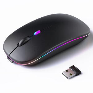 SPBPQY Wireless Mouse, G12 Slim LED Rechargeable Wireless Silent Mouse For Laptop - Matte Black