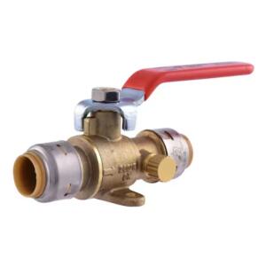 SharkBite Max 1/2 in. Brass Push-to-Connect Ball Valve with Drain and Drop Ear UR24615