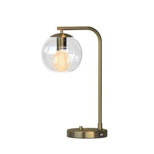 Hampton Bay 21.5 in. Frazier Antique Brass Table Lamp with USB Port