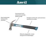 Anvil16 oz. Fiberglass Claw Hammer (99973)