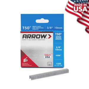 Arrow T50 3/8 in. Leg x 3/8 in. 506 Galvanized, Medium Crown, Divergent Point, 20-Gauge, Heavy-Duty Steel Staples (1,250-pack) (506)