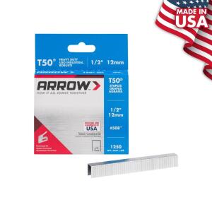 Arrow T50 1/2 in. Leg x 3/8 in. 508 Galvanized, Medium Crown, Chisel Point, 20-Gauge, Heavy-Duty Steel Staples (1,250-pack) (508)