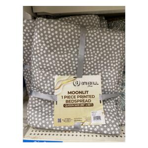 Dahdoul Home Moonlit 1 Piece Printed Bedspread Light Brown Polka DotsQueen Size (86" x 86")