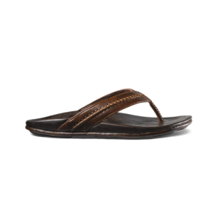 Olukai Men's Mea Ola Leather Beach Sandals M Black/Black Size 9