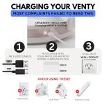 Venty Portable Wireless Battery-Operated Oscillating Rechargeable Remote Control & LED Lighting, Folding Telescopic Camping Fan White with Case