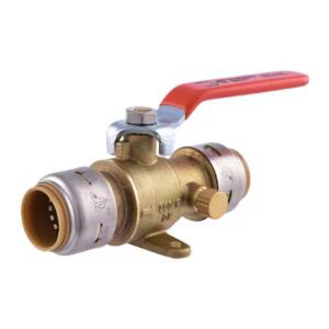 SharkBite Max 3/4 in. Brass Push-to-Connect Ball Valve with Drain and Drop Ear # UR24616