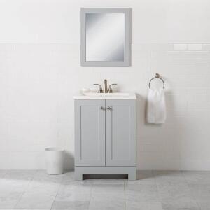 Glacier Bay 24 in. W x 19 in. D x 33 in. H White Cultured Marble Top Single Sink Freestanding Bath Vanity in Pearl Gray