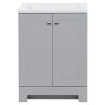 Glacier Bay 24 in. W x 19 in. D x 33 in. H White Cultured Marble Top Single Sink Freestanding Bath Vanity in Pearl Gray