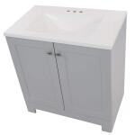 Glacier Bay 30 in. W x 19 in. D x 33 in. H Pearl Gray Single Sink Freestanding Bath Vanity with White Cultured Marble Top