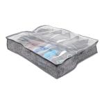 Home Basics 12 pair Under the Bed Shoe Box Graph Line Non-Woven with Clear Top Grey