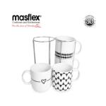 Masflex 4 Piece Aztex Newbone Mugs with Rack 350ml