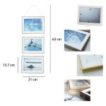 Triple Hanging Picture Frame, 3 Sides, 2 L Format, Wall Mounted, Vertical Collage, 7 inch