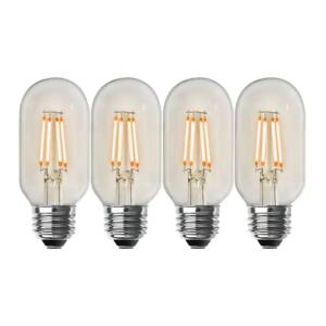 Feit Electric 40-Watt Equivalent T14 Dimmable Straight Filament Clear Glass E26 Vintage Edison LED Light Bulb Soft White 2700K(4-Pack)