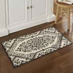 Home DynamixCafe Jardin Beige/Black 23.6 in. x 35.4 in. Indoor Kitchen Mat (5-ELWN02-156)