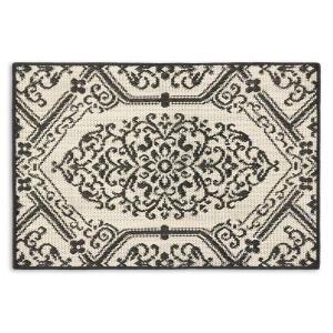 Home DynamixCafe Jardin Beige/Black 23.6 in. x 35.4 in. Indoor Kitchen Mat (5-ELWN02-156)