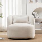 KINWELL Beige Polyester Swivel Barrel Chair (Single Set)