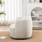 KINWELL Beige Polyester Swivel Barrel Chair (Single Set)