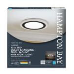 Hampton Bay Clement 13 in. Round Flat Panel Black Indoor LED Flush Mount with Integrated Color Changing and Night Light (FP13/3CCT/NL/HD)