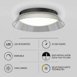 Artika Arthur 15 in. 1-Light LED Flush Mount Ceiling Light with Smoke Glass and 5CCT Integrated Selectable (FM-AH5C-HD2BL)