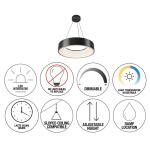 ArtikaAiden Drum 31-Watt 1 Light Black Modern 5 CCT Integrated LED Pendant Light Fixture for Dining Room or Kitchen (PDT-AIC-HD2BL)