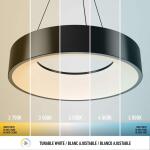 ArtikaAiden Drum 31-Watt 1 Light Black Modern 5 CCT Integrated LED Pendant Light Fixture for Dining Room or Kitchen (PDT-AIC-HD2BL)