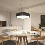 ArtikaAiden Drum 31-Watt 1 Light Black Modern 5 CCT Integrated LED Pendant Light Fixture for Dining Room or Kitchen (PDT-AIC-HD2BL)