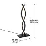 Artika 18 in. Wave Black Modern Integrated LED Table Lamp with Dimmable Feature for Living Room