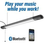 Commercial Electric42 in. Workbench Garage Integrated LED Shop Light Bluetooth Speakers 3600 Lumens Black Brushed Nickel (55703191)