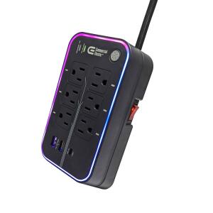 Commercial Electric6 ft. 6-Outlet RGB Gaming Surge Protector with 2 USB and 1 USB-C (SP-GP621)