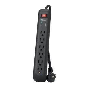 Commercial Electric8 ft. 6-Outlet Surge Protector with 45 Degree Flat Angle Plug, Black (YLPT-43B)