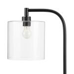 Hampton Bay 62.5-inch Cline Black Floor Lamp with Clear Glass Shade